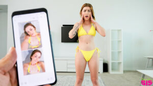 Hot shortie Ruby Redbottom finds her stepbro jacking off to naughty pics she accidentally sent and decides to fuck him