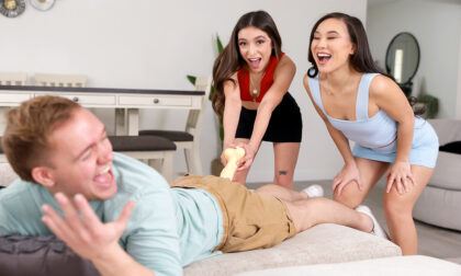 BFFs Amber Summer and Kimmy Kimm are set to become sex therapists and they practice by fucking Amber's stepbrother
