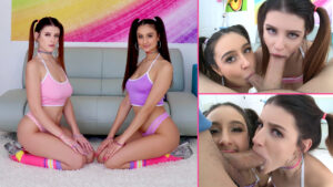 Michele James et Eliza Ibarra sucent de grosses bites et avalent du sperme ensemble