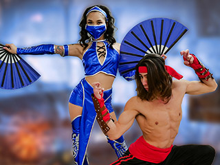Asian cutie Avery Black gets her outfit and gear on as she prepares for a Mortal Kombat battle against Asian stud David Lee. The two will fight until it’s David’s turn to FINISH HER!