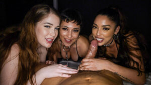 Brooklyn Evelyn and Vanessa get fucked in a crazy foursome reverse gangbang