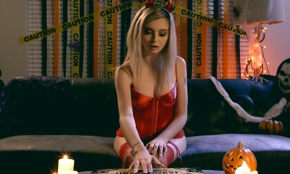 Sexy teen Lexi Lore puts on a lingerie costume and gets frisky with her lovers big dick buried in her bare pussy