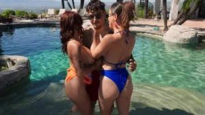 Alexis Fawx gets pounded and licked by her threesome partner outside