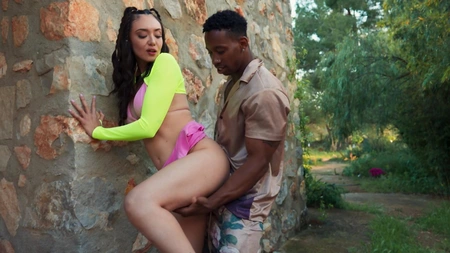 Catherine Knight sucks and rides a big cock outdoors in various sexual positions
