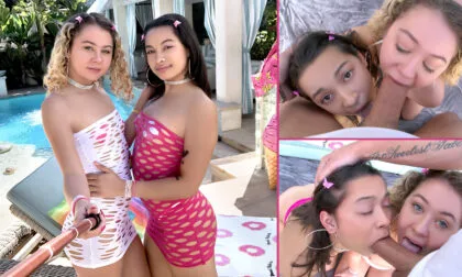 Allie Addison e Iris Ivy chupam um pau enorme e gordo juntas