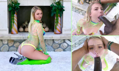 Dixie Lynn gives a sloppy blowjob and drains balls with her dirty spit
