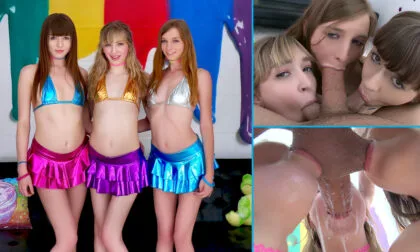 Alex Blake and friends suck cock and get fucked hard by a lucky dude