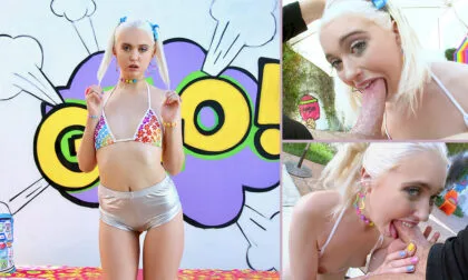 Chloe Cherry krijgt haar kont gelikt en zuigt altijd diep en gretig aan een pik