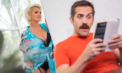 Charli Phoenix gets fucked by her husband's friend while reading erotic romance novel